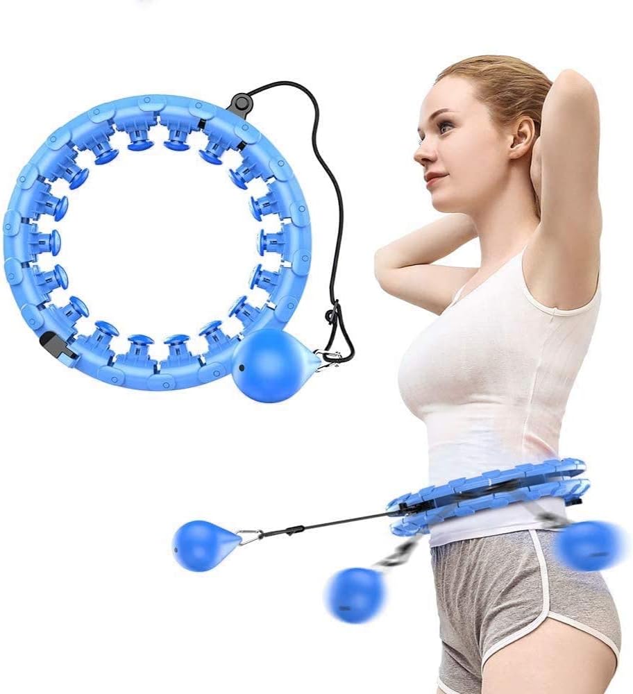 Smart Hula Hoops for Adults Kids Beginners do not Fall,24 Knots, Abdomen Fitness Increase Beauty, 2 in 1 Fitness Weight Loss and Massage, Detachable