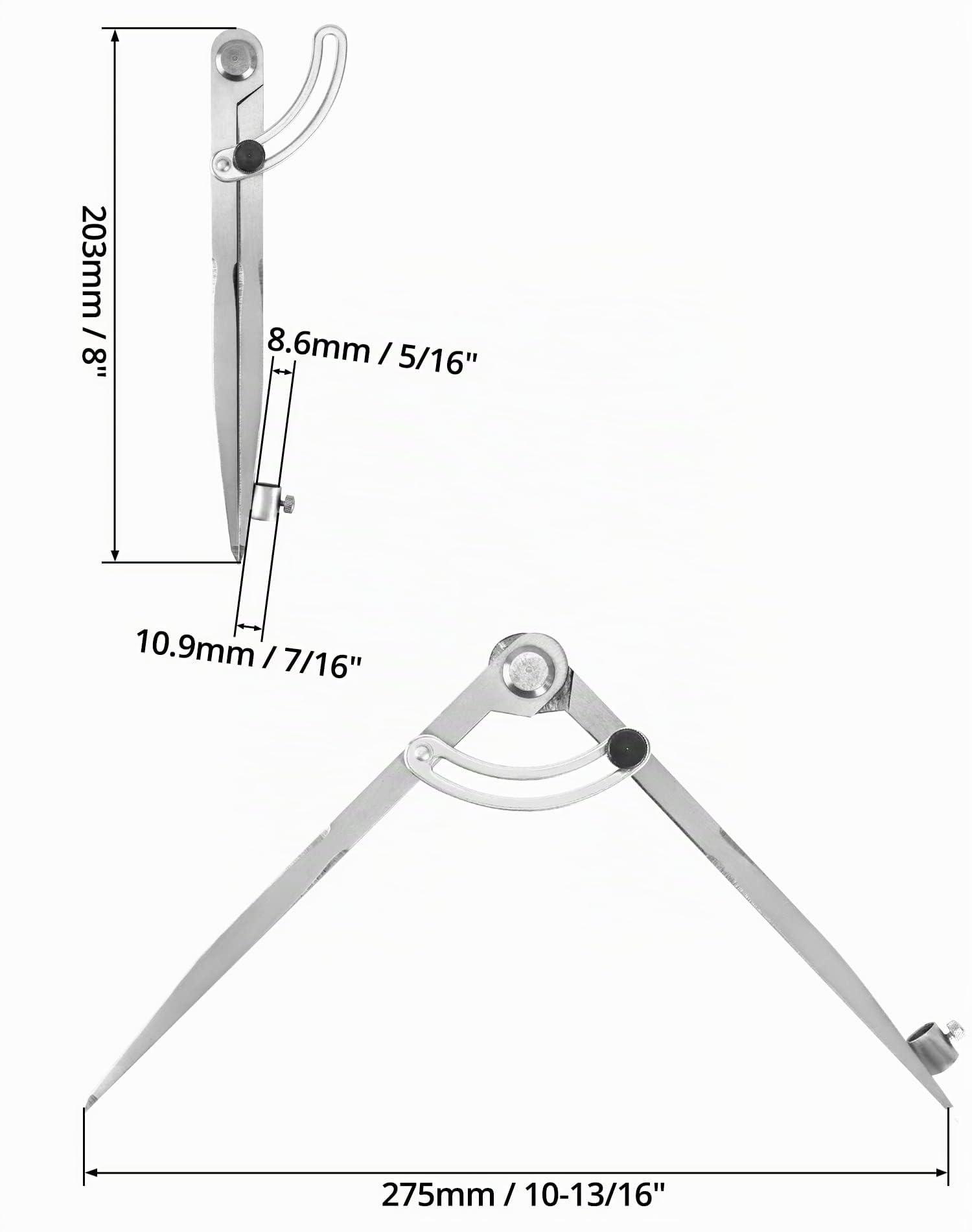 QWORK Compas pointu 200 mm menuisier grand diamètre porte-crayon géométrie dessin