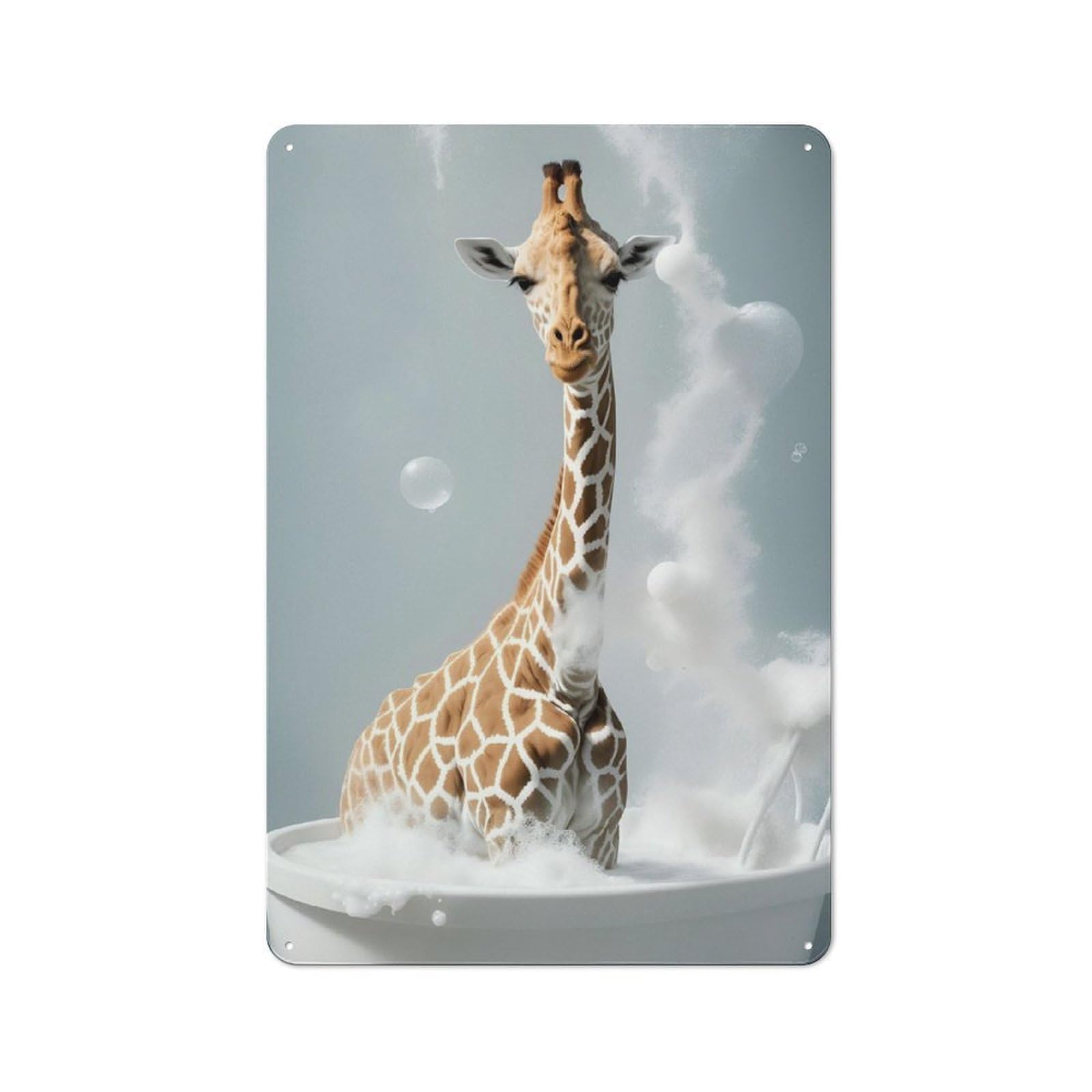 Junmoney Giraffe Bathroom Animal Shed Style Decorative Metal Plaque 30X20cm Featuring Porch Wall Decor For Patio Bar, Workshop, Shed Or Kitchen