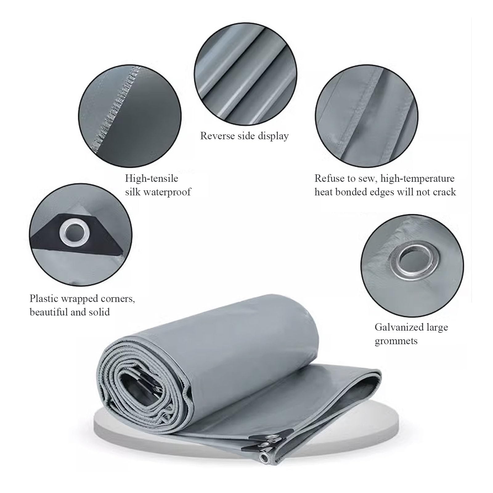 Bâche en PVC Grise pour Usage Intensif - Couverture Protectrice Polyvalente - Durable, Imperméable, Résistante Aux Intempéries, Résistante À La Déchirure Et À L'arrachement - Très Épaisse(6X6M)