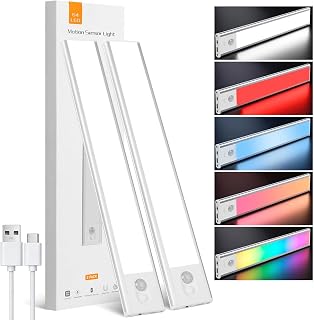 Ainiv 2pcs LED Kitchen Counters Indoor Lighting with Motion Sensor | Type C Charging, 4 Type C, 4 Modes, Wireless Magnetic LED Light for Cabinet Shelf, Staircase, Dressing Room (30CM - Shimmer)