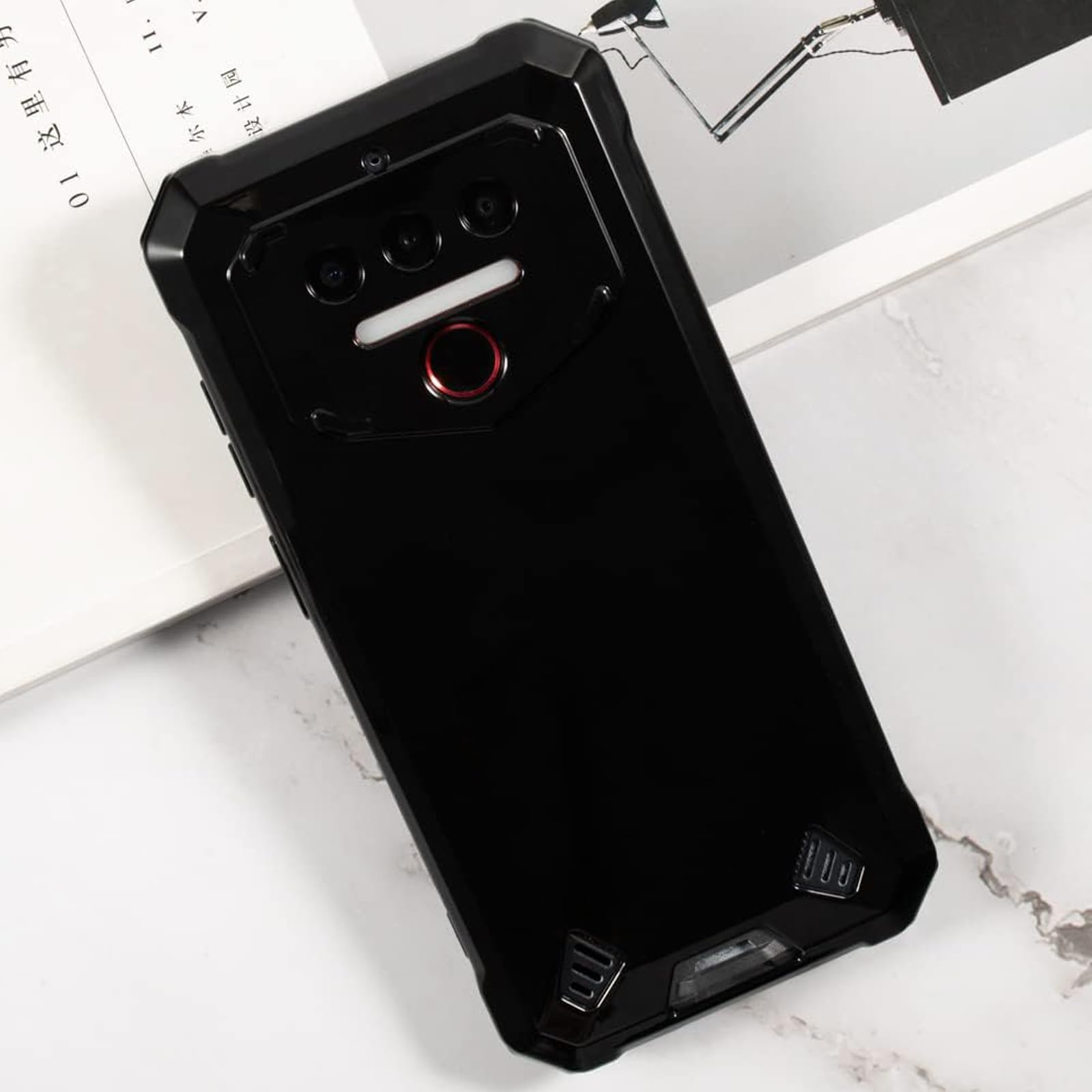 CAXKJE Custodia per Oukitel WP23 (6.52 Pollice) + Pellicola Vetro Temperato,Nero Cover Morbido Silicone Custodie TPU Cover,per WP23 Antiurto Case - JS10
