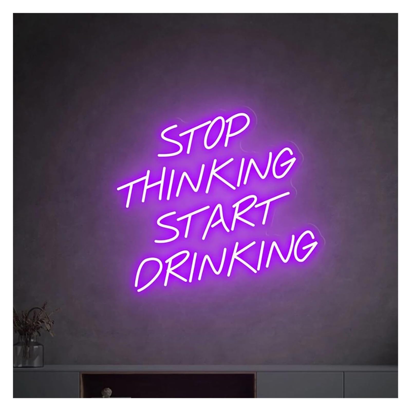 LEMST Signs Lamp Stop Thinking Start Drinking Neon Sign Light USB Powered for Beer Bar Club Game Room Party Restaurant Wall Decor 38cm×33cm(B)