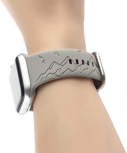 Vista 29 de Mountain Range - Correa de silicona grabada compatible con Apple Watch 38 40 1.614 in 42 44 45 46 1.929 in para mujeres y hombres, correa