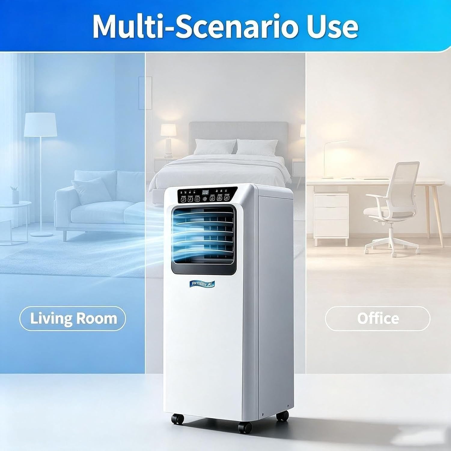 Aire Acondicionado Portátil 14000 BTU, Equipo de Climatización 2 en 1 Frío y Calor sin Instalación, Unidad Móvil con Ruedas para Salón, 9000 Btu, 9000 BTU