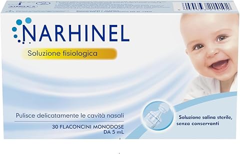 Narhinel Soluzione Fisiologica, Lavaggi Nasali, Soluzione Salina Isotonica | 30 flaconi da 5ml