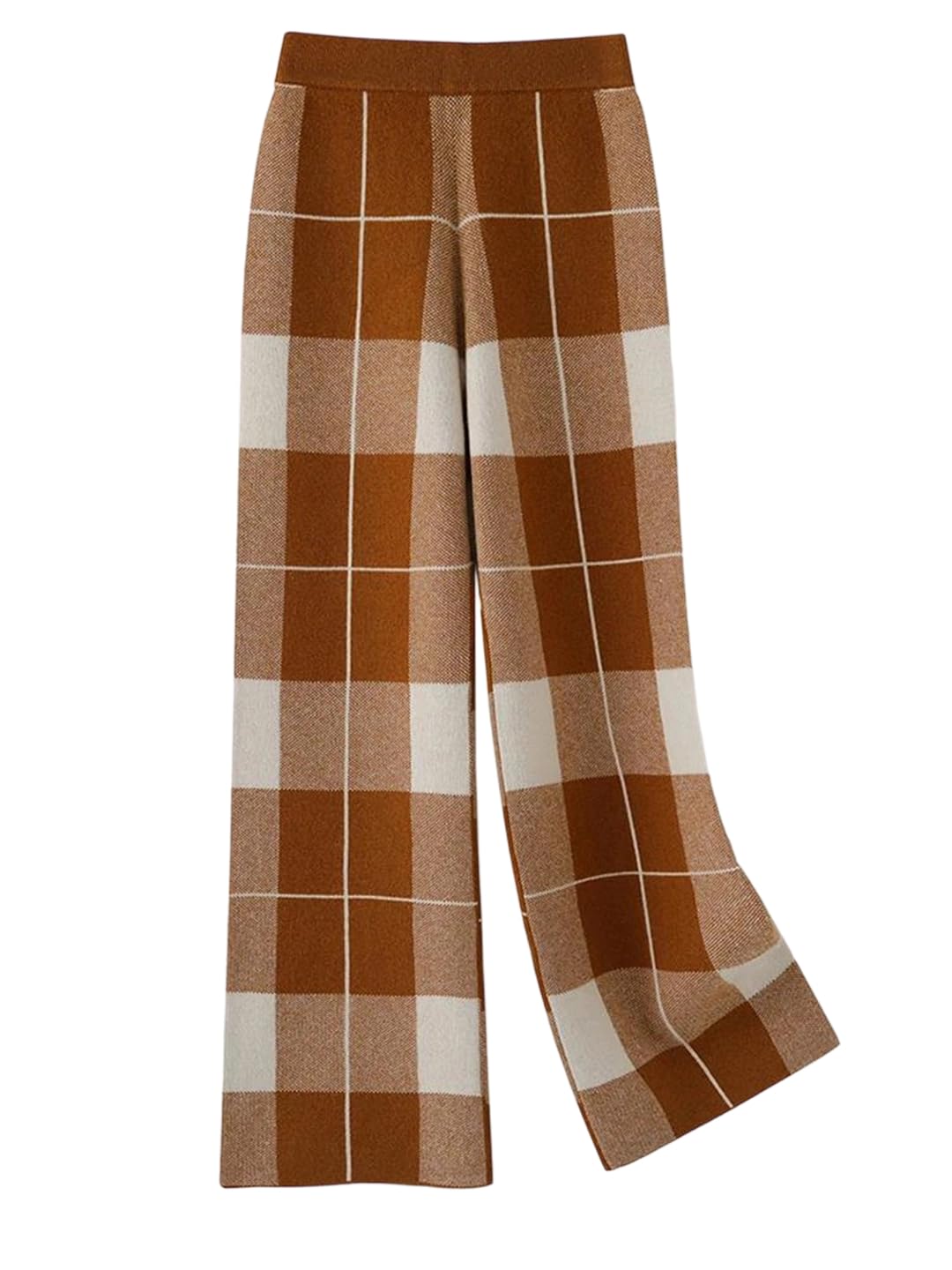 Pantalones Anchos de Lana for Mujer, con Estampado de Cuadros, Suaves, Informales y Cómodos for Otoño e Invierno
