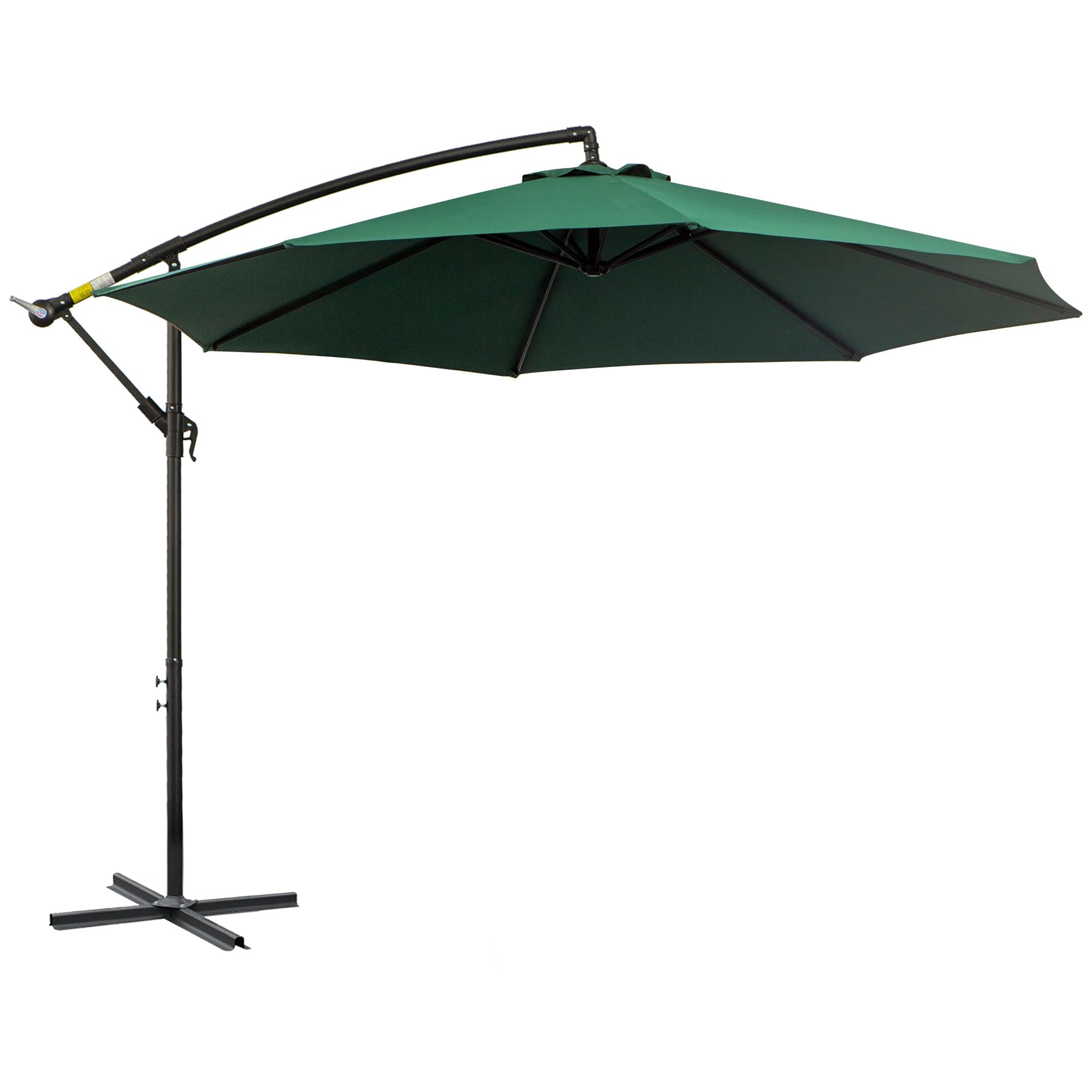 Outsunny Parasol Excéntrico Ø 295 cm Sombrilla de Jardín con Ángulo Ajustable en 3 Posiciones Base Cruzada y Manivela Tela Poliéster 180 g/m² Sombrilla para Terraza Patio