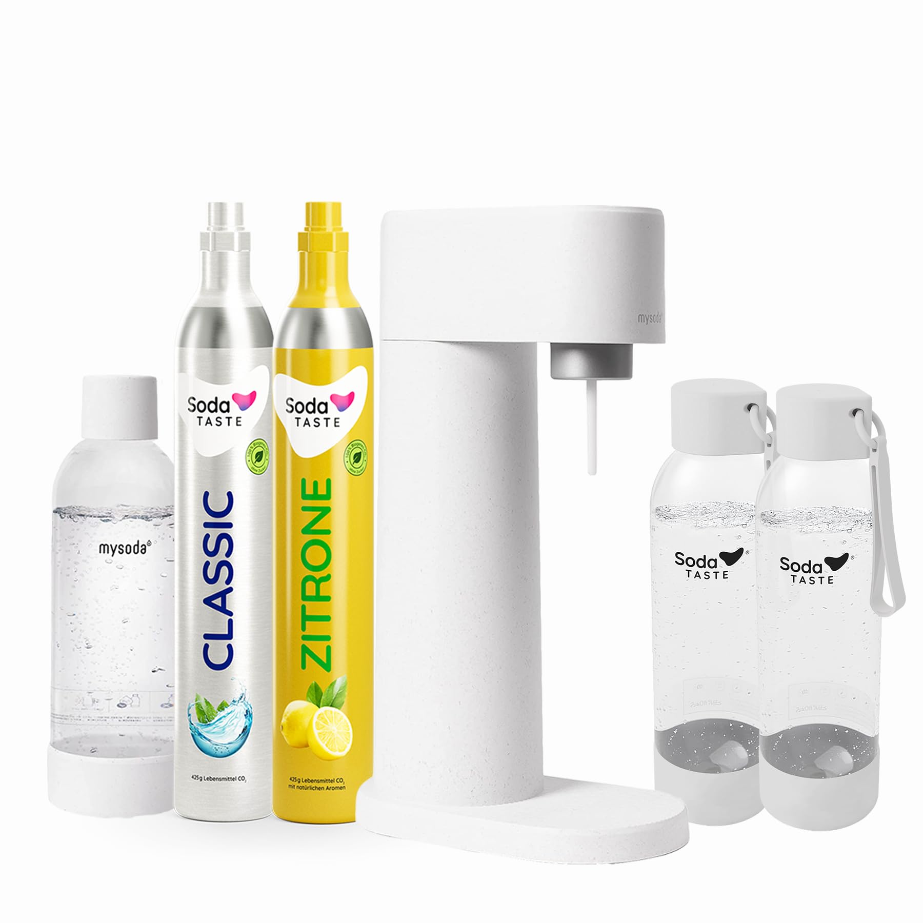 SodaTASTE Set Family Mysoda Woody Blanc, 3 bouteilles, 2 cylindres (citron)