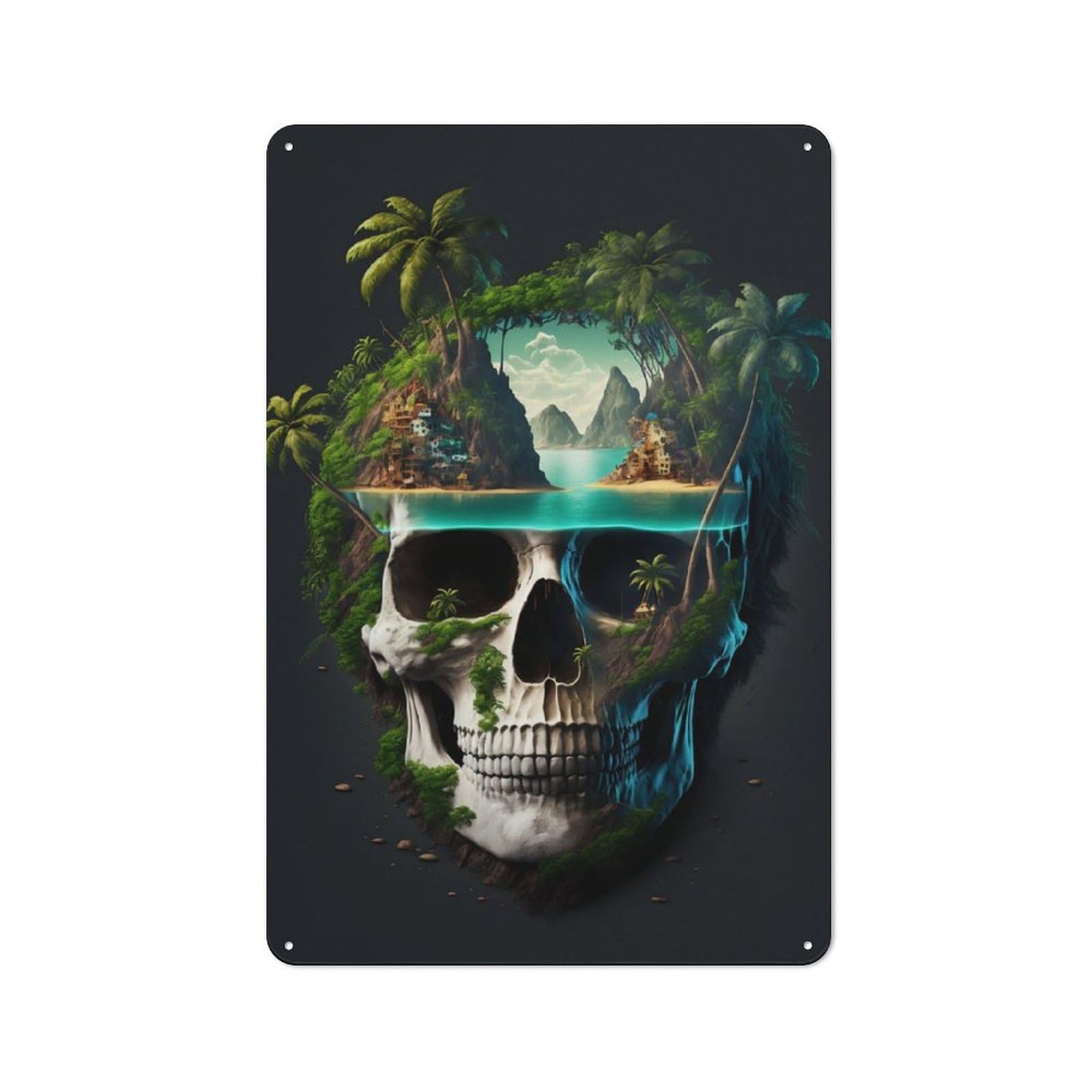 Junmoney Pirate Skull Metal Wall Sign 30X20cm, Rustic Decor For Hallway Wall, For Metal Sign Collectors, For Garage And Workshop Walls