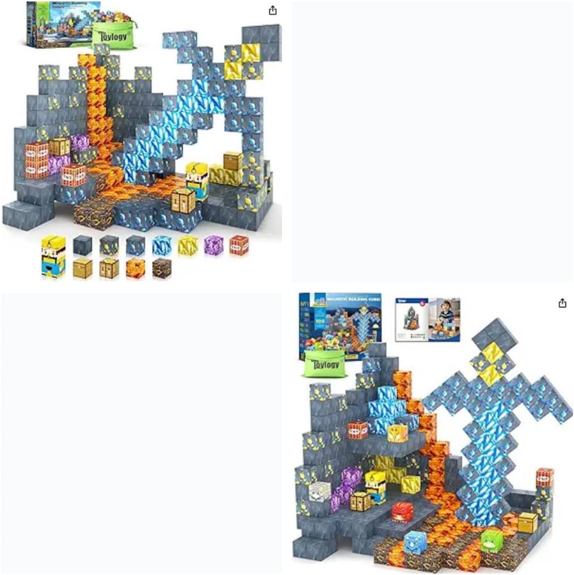 Toylogy 172PCS Magnetic Blocks-Build Mine Magnet World Jurassic Sword Dinosaur Magnet Classroom Must Haves Toddler Toys, Montessori Kids Toys Christmas Birthday Gifts