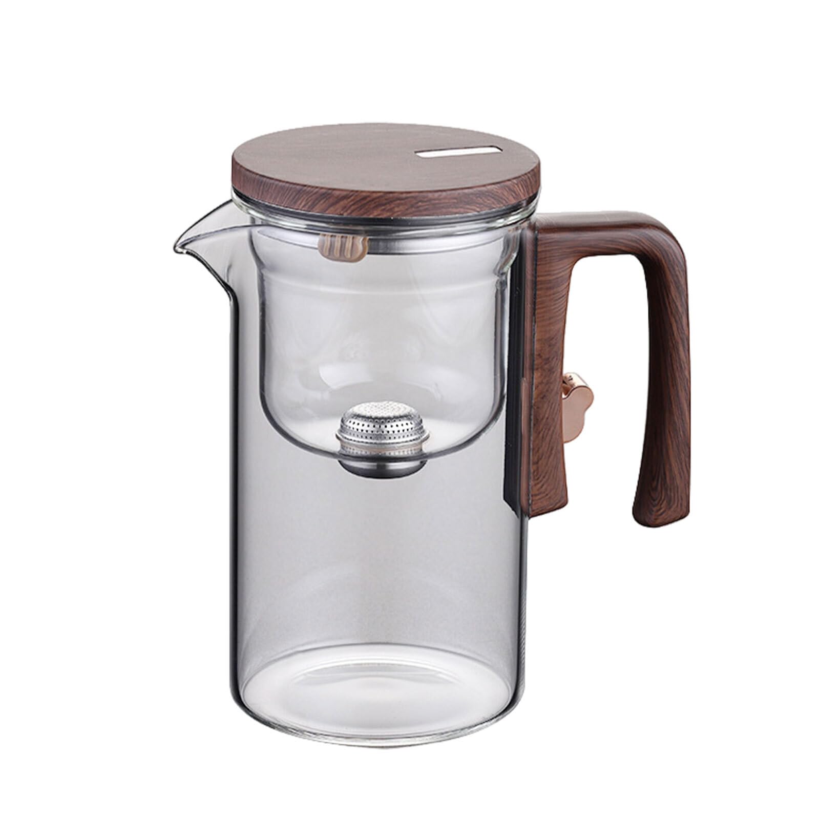 Théière avec passoire, filtre magnétique, Pot en verre pour brassage du thé, théière en verre à interrupteur Simple avec passoire, théière transparente, transparent, 520 ml