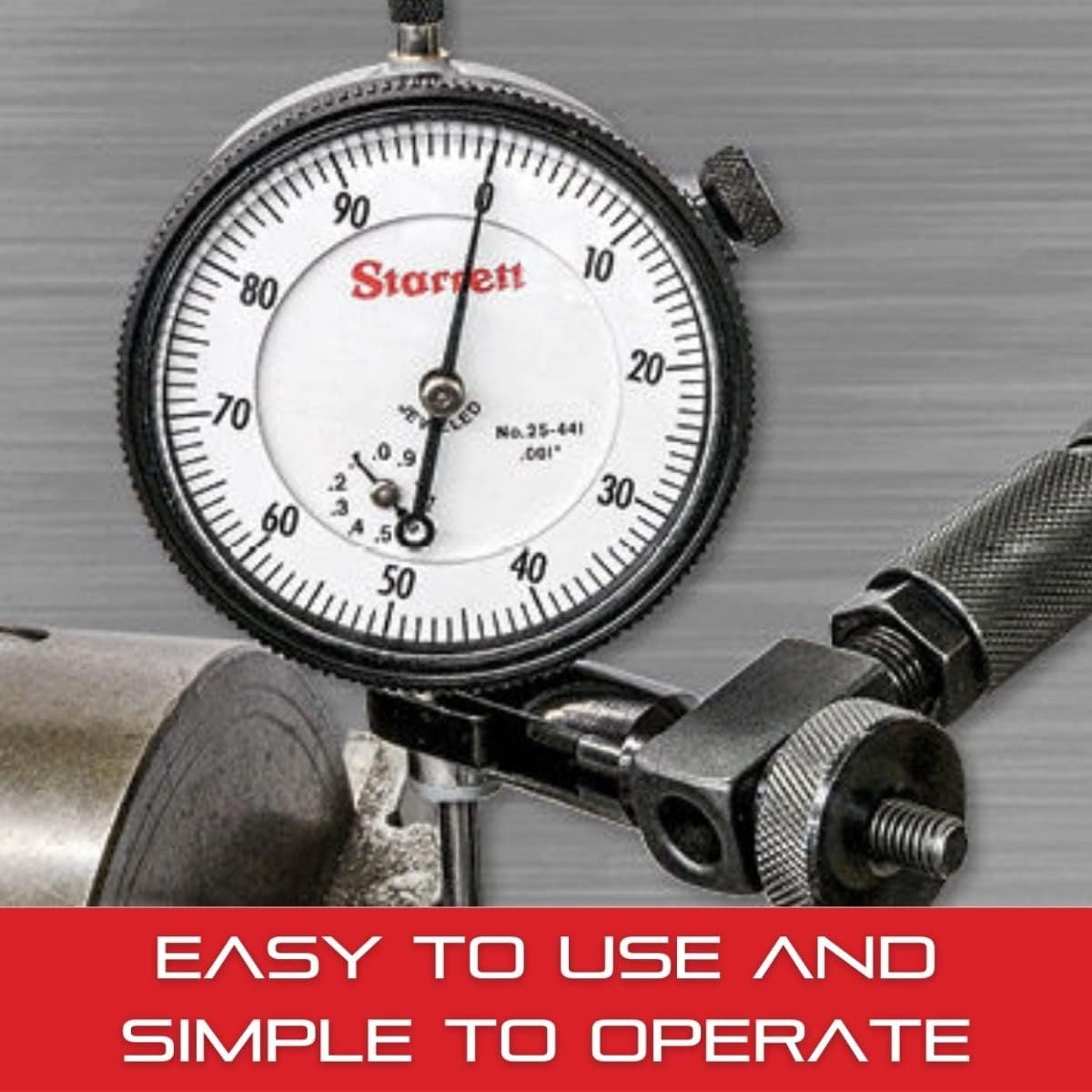 Starrett Universal Back Plunger Dial Indicator with SLC - 1/4" Shank Diameter, 200" Range, .001" Graduation, 0-100 Dial Reading - 196B1 W/SLC