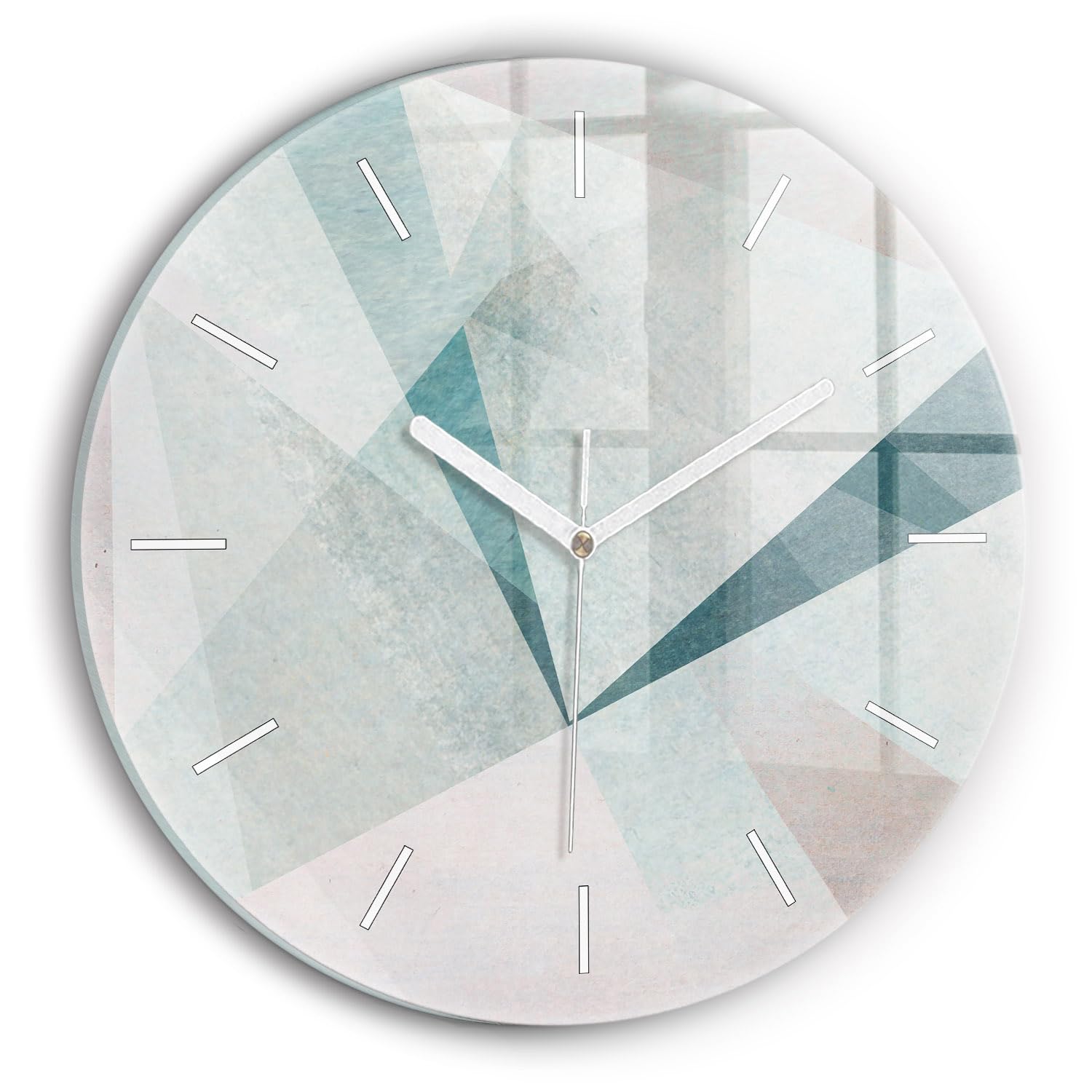 Horloge en verre 30 cm Wallfluent au style moderne d'abstraction triangles