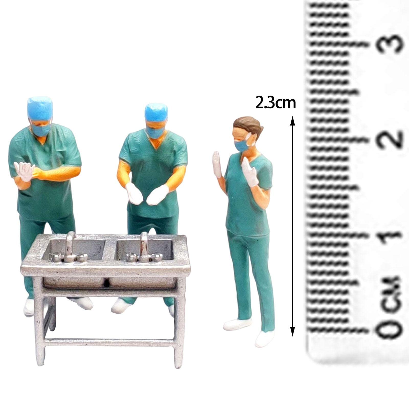 Mini Dottore in Miniatura 1/64, Modello in Resina, Statuetta Ornamentale, Letto, Paziente