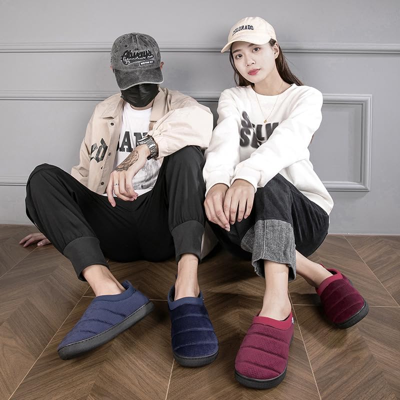 Mens Slip On Shoes Snow Winter Warm Fully Fur Lined Slippers Indoor/Outdoor Fluffy Wide Loafer Anti-Skid Rubber Sole - Image 7