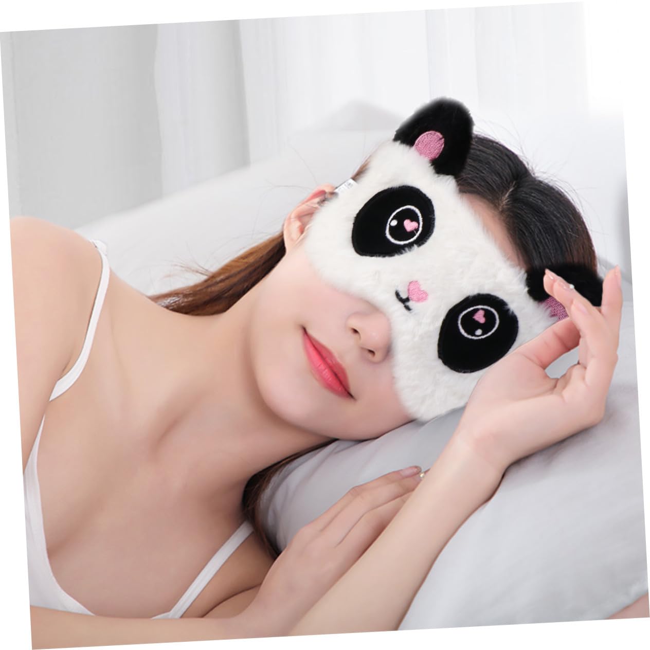 Masque Yeux Panda Design Doux et Confortable Cache Yeux Occultant pour Sommeil Masque de Nuit et Filles Lumière pour