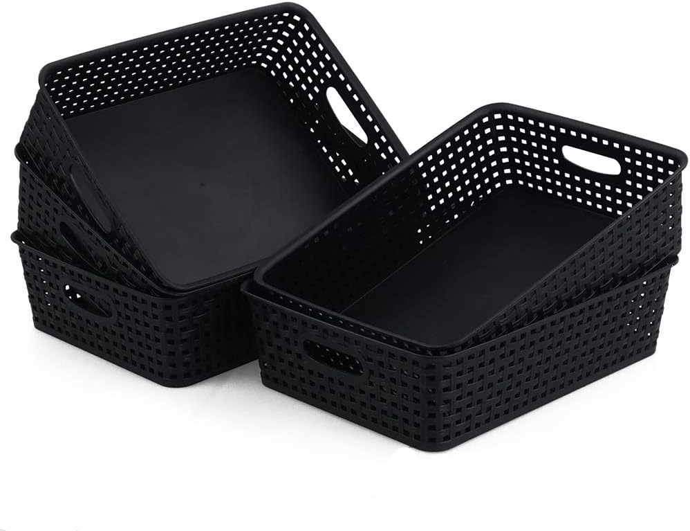 Tstorage 5 Packs Plastic Paper Storage Basket Tray for