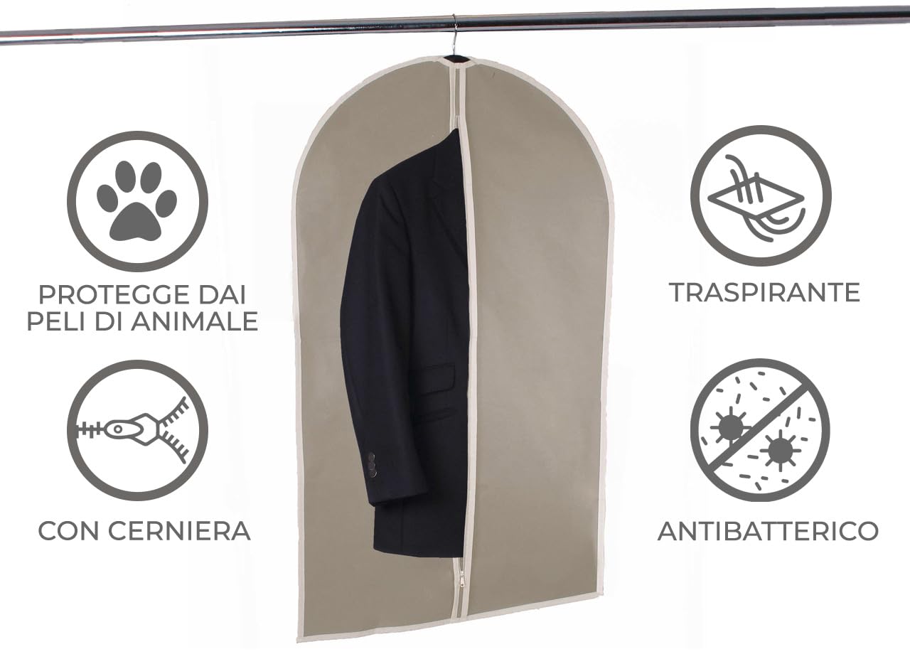 10 Copriabiti Trasparenti Antipolvere 60x140 Cm - Custodie Per Giacca, Camicie, Abiti - Protezione Per Armadio E Viaggio - 4