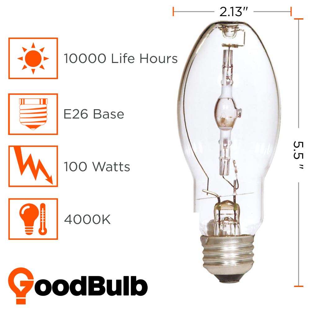 GoodBulb MP100/U/MED | Metal Halide HID Light Bulb | 100W E26 Base