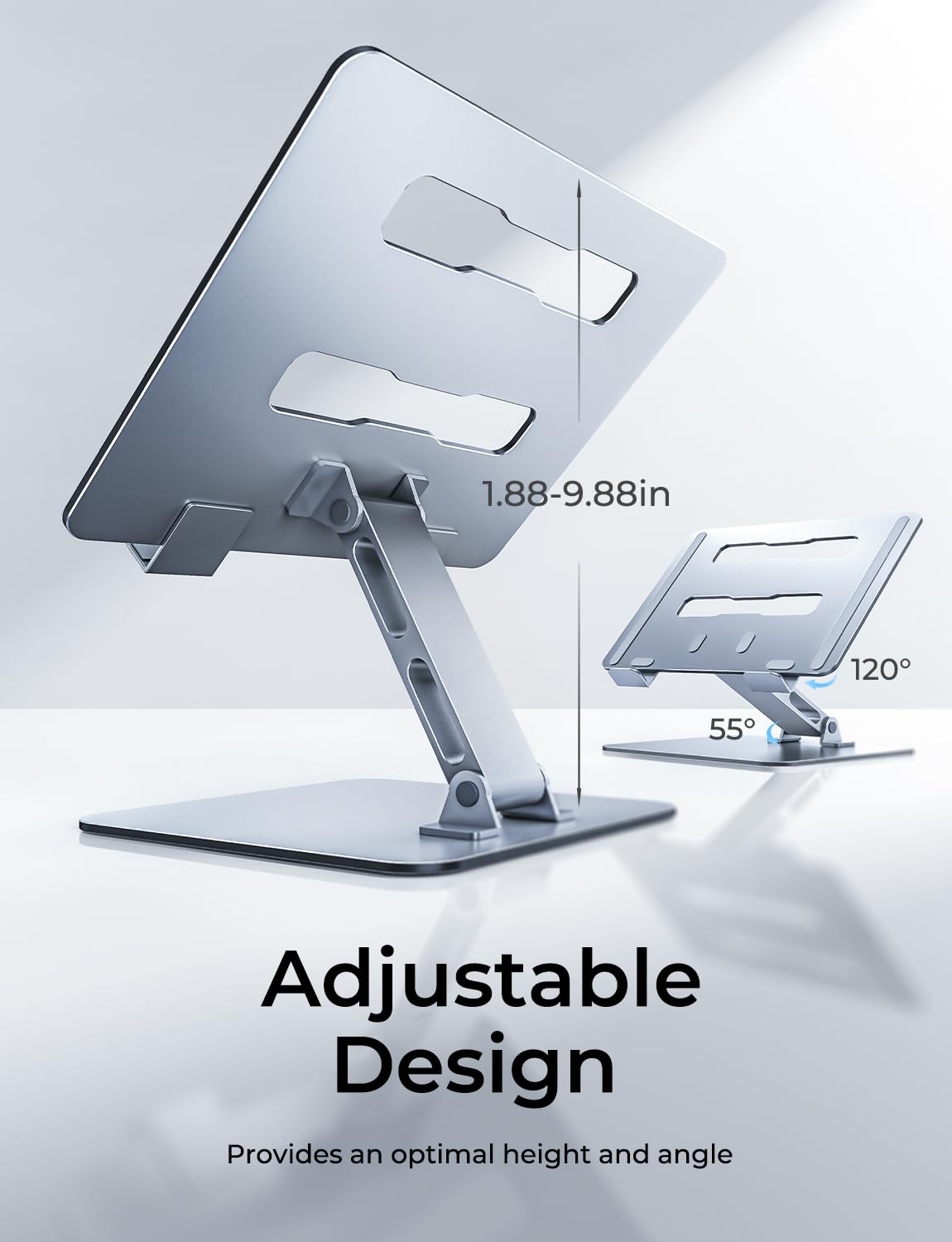 Soporte ergonómico ajustable para computadora portátil, soporte plegable para computadora, elevador de aluminio estable y soporte portátil compatible con MacBook Pro/Air, Dell, HP, de 10 a 16