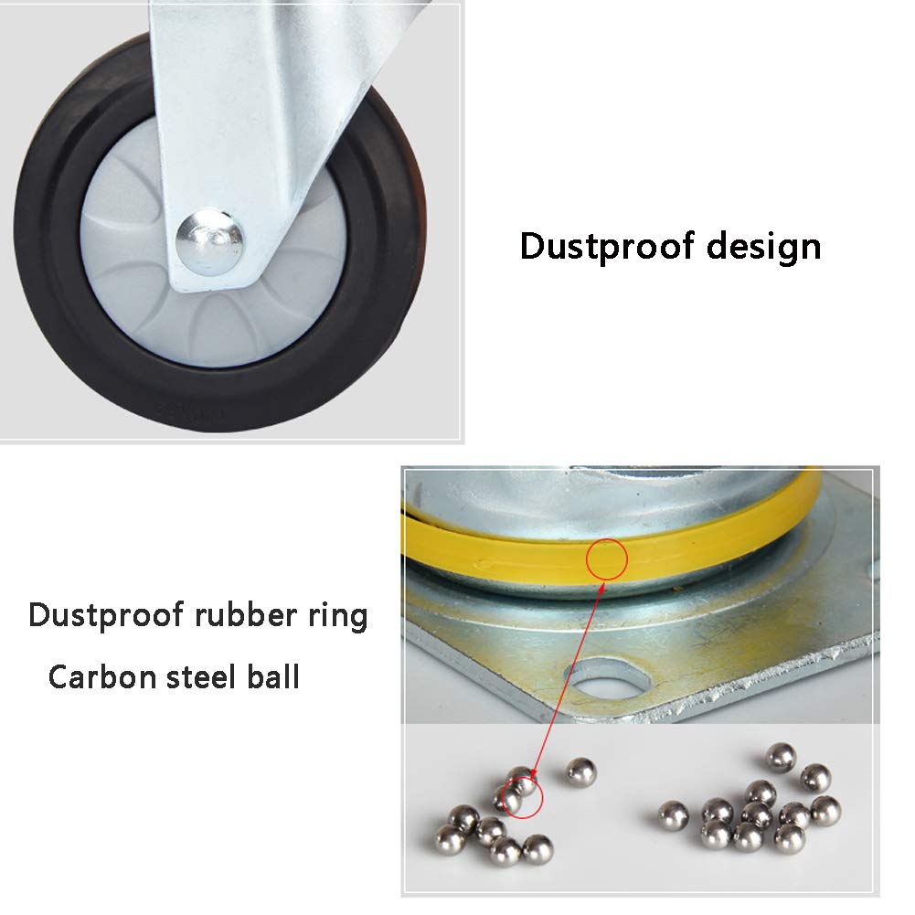 Gewinde M12 Schwerlastrollen für Möbel und Industrietransporte 3 Zoll / 100 mm / 4 '' 300kg-500kg Lenkrollen mit Bremse Leise Gummi Staubdicht Für Fabrik Warenhaus Schule Hotel 4 Stück