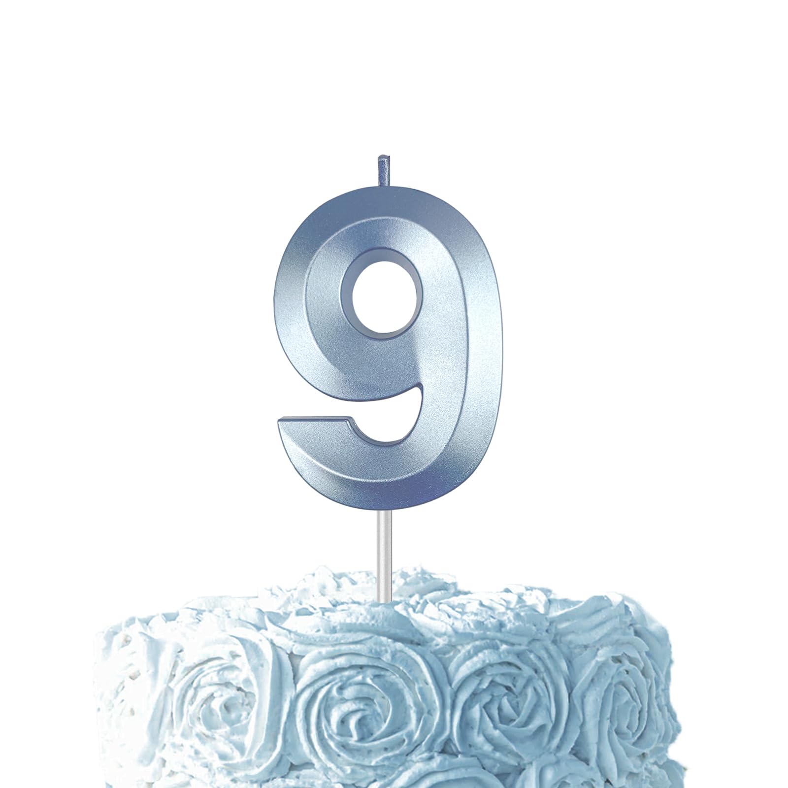 Blue Birthday Number 9 Candles for Wedding Party Cake Decorations
