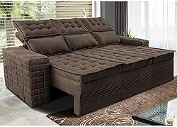 Sofá 3 Lugares Retrátil e Reclinável Cama Inbox Senses 2,00m Velusoft Café