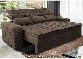 Sofá 3 Lugares Retrátil e Reclinável Cama Inbox Senses 2,00m Velusoft Café