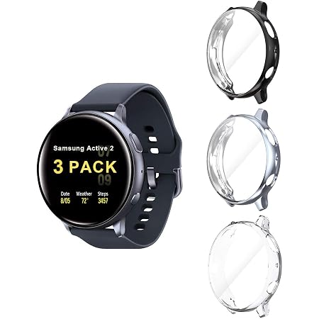 Amazon.com: Cuteey Funda protectora de pantalla para Samsung Galaxy Watch  Active 2 de 1.575 in, paquete de 3 fundas de TPU flexibles suaves ultra  delgadas para Galaxy Watch Active 2 correas accesorios (