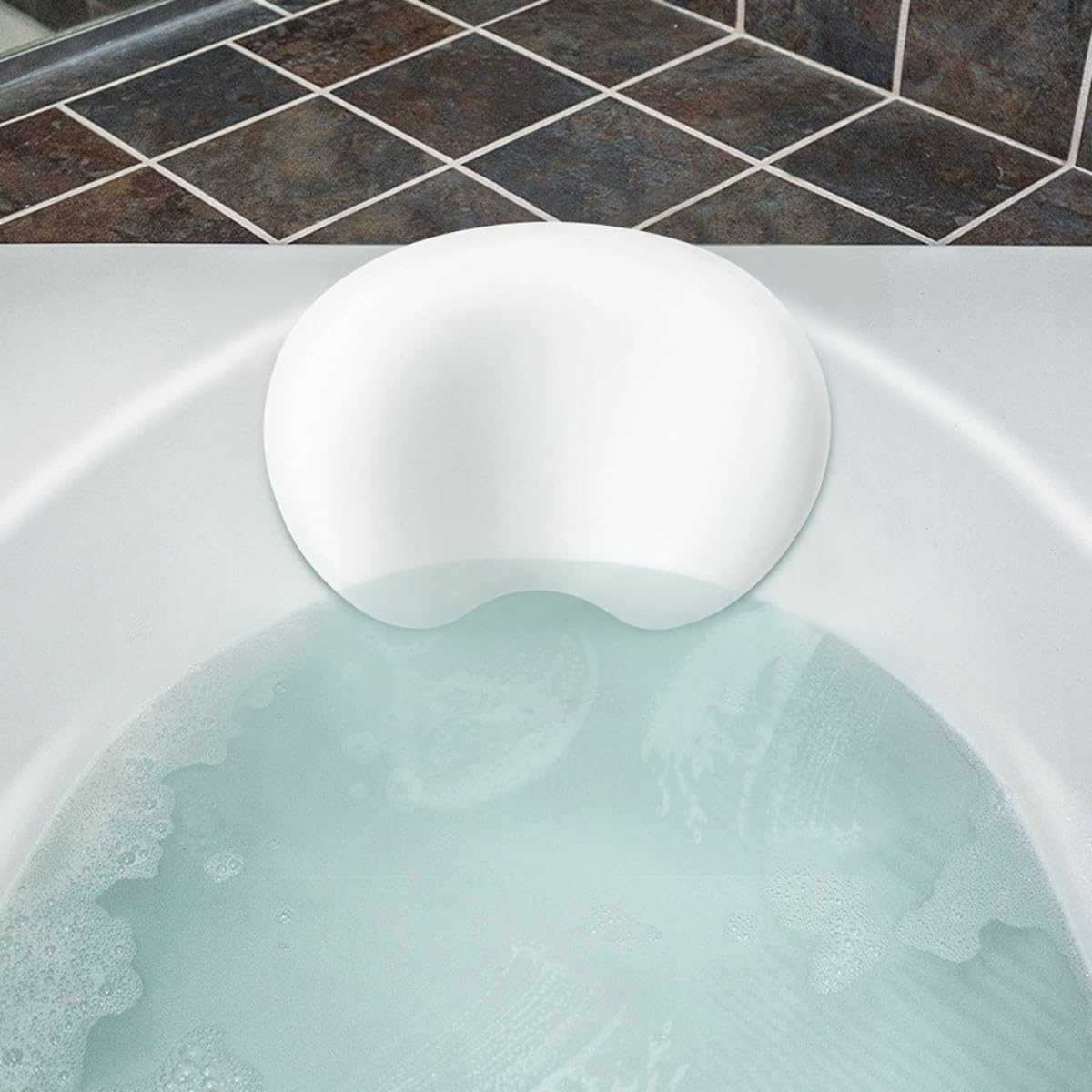 NOLITOY Almohada de Bañera de PU de Color Blanco Ventosas, Cómoda para Reposacabezas, Soporte para Cabeza, Cuello y Hombros, Adecuado para Baño y SPA