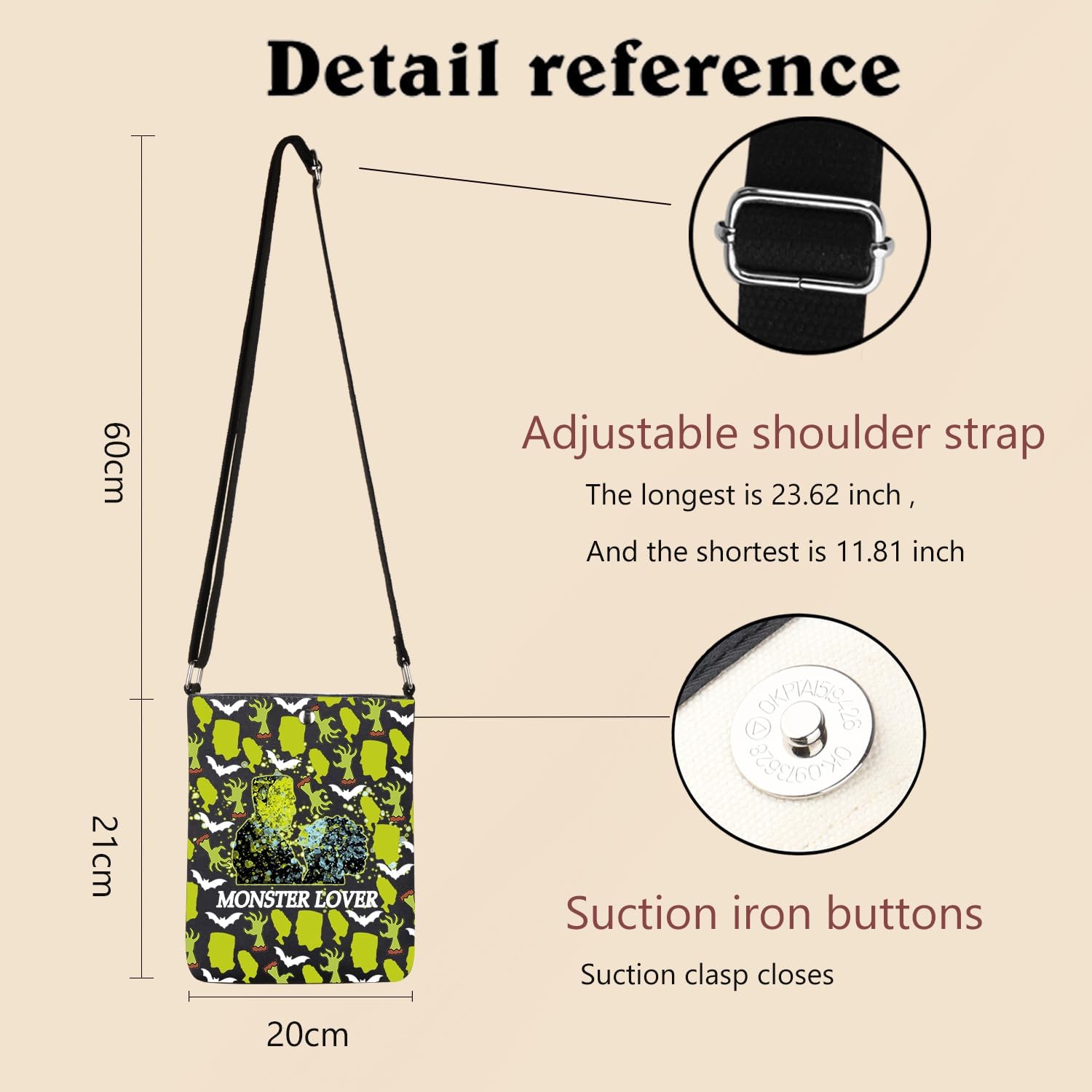 XYANFA Couple Monster Lover Crossbody Bag Horror Movie Gift Monster Dracula Movie Inspired Purse Shoulder Bag - Image 2