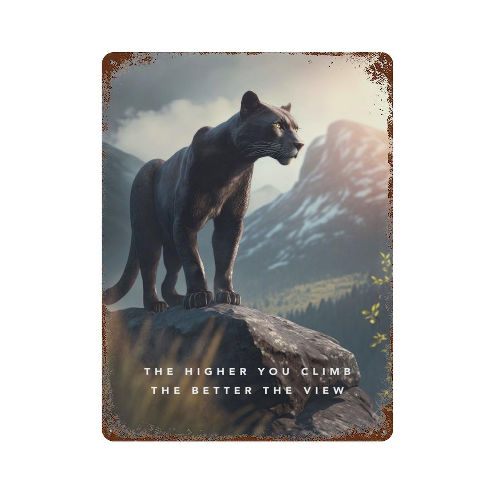 Higher You Climb Motivated Decorative Tin Sign 15.7"x11.8", Retro Wall Decor for Living Room, Hallway And Home Decor