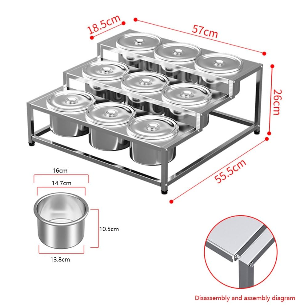 Bandeja con Compartimentos para Condimentos Gastronorm De Acero Inoxidable, Estación para Pizzas con Tapa, Organizador De Especias para Mostrador para Restaurantes(57x55.5x26cm)