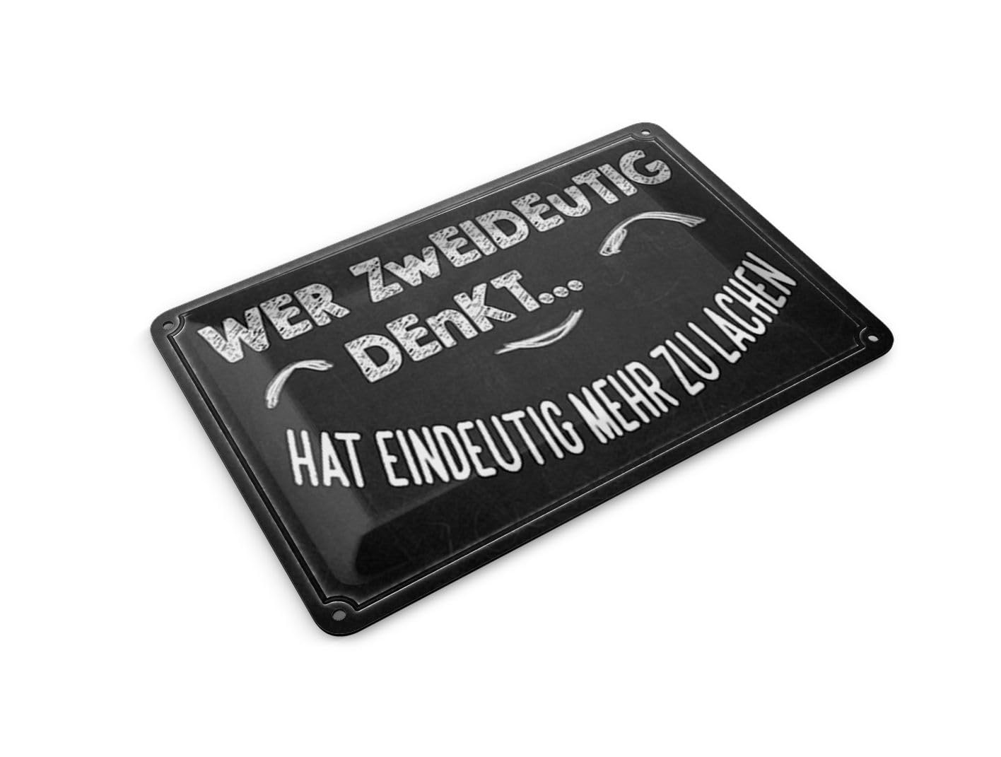 Femer Tin Postcard Saying 14 x 10 cm Wer zweideutig denkt lacht mehr Decorative Sign