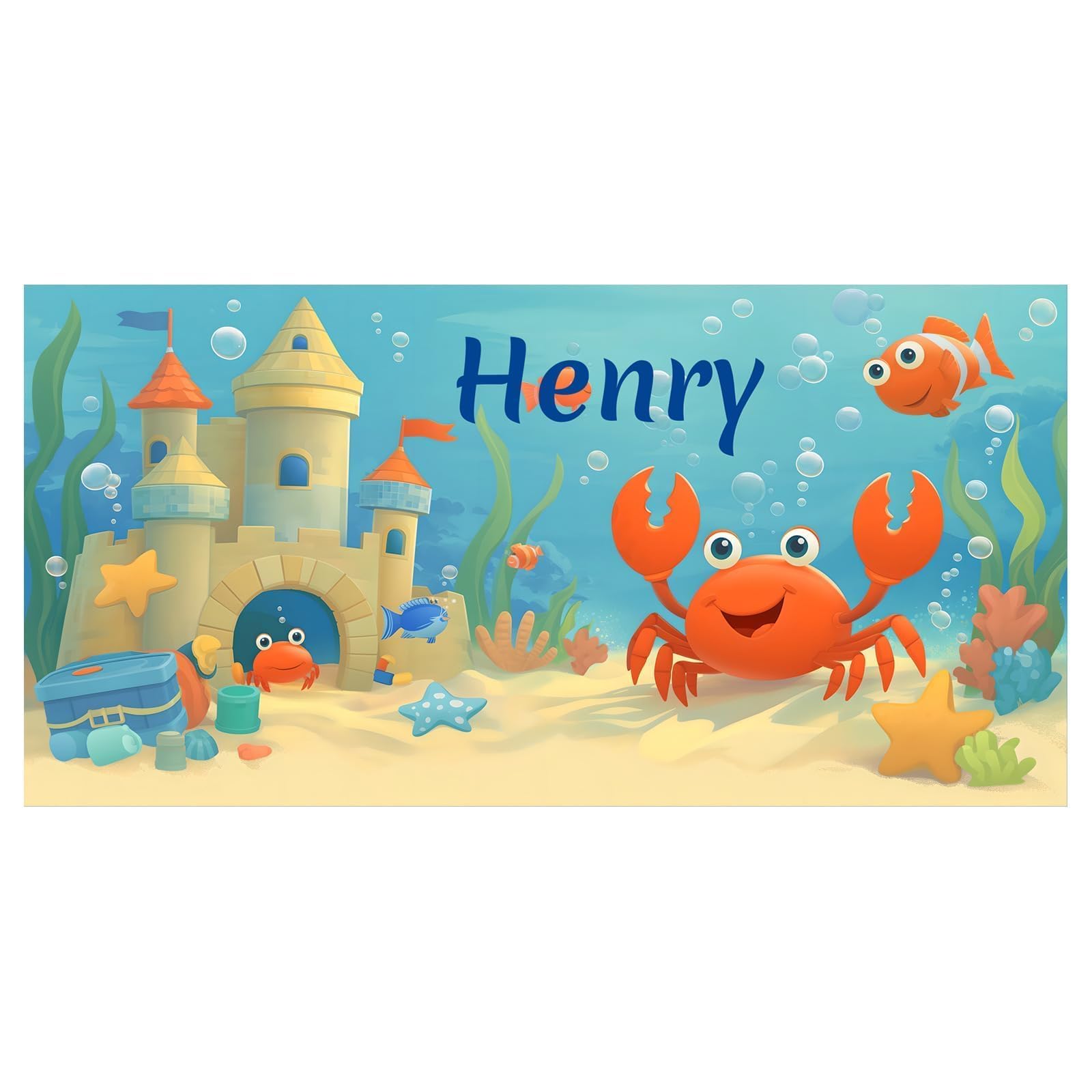 Loosusu Personalised Beach Towels for Kids - Custom Beach Towels with Monogram & Name- Ultra Absorbent Super Soft Swimming Towels for Kids,Customised Bath/Pool/Beach Towel for Boys Girls(Crab-B) — image 1