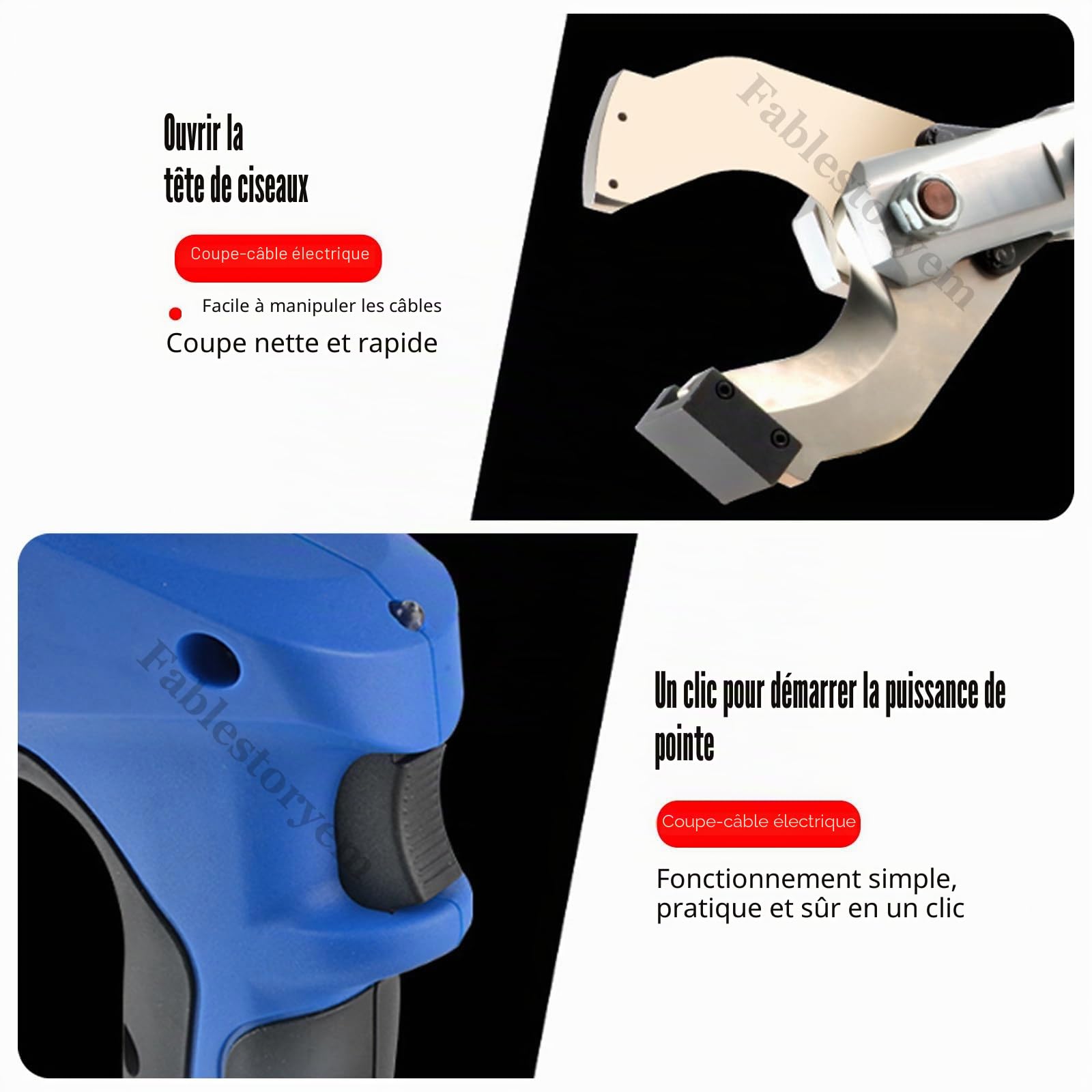 Coupe-câble hydraulique, Coupe-câble électrique à cliquet 250KN avec Affichage LED/2 Batteries, Outil de Coupe de Fil Φ85MM-120MM pour câbles Al et CU/Al blindés,85MM