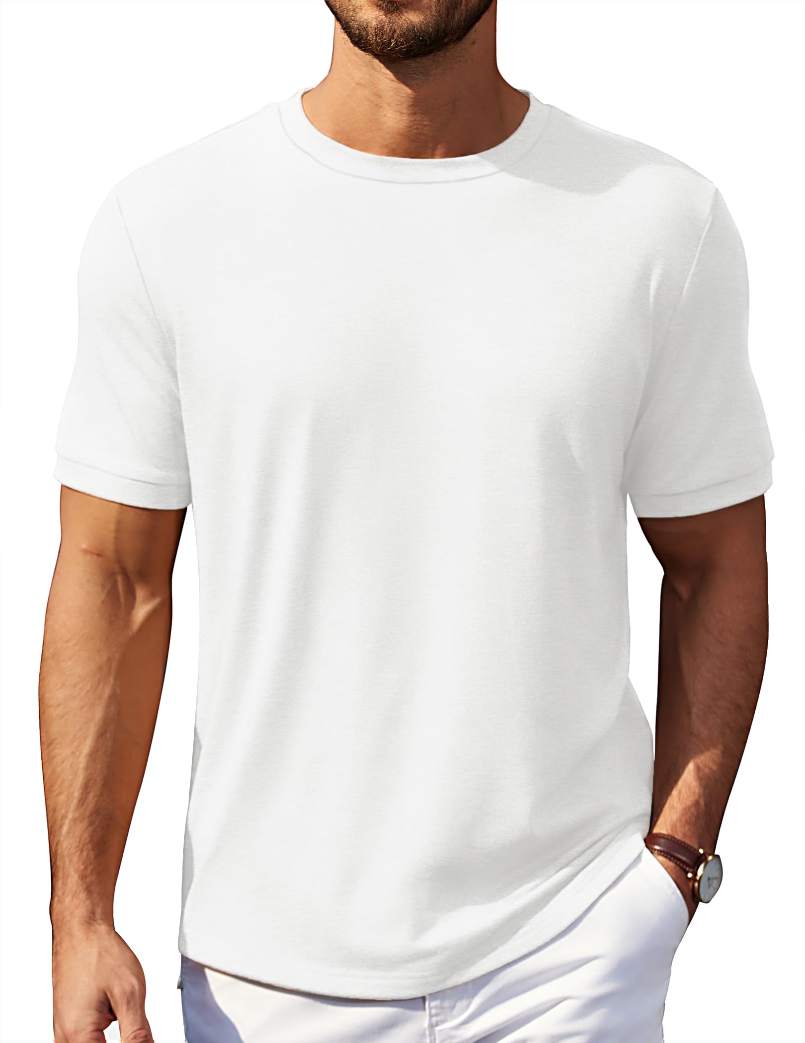COOFANDY Mens T-Shirts Summer Crew Neck Casual T Shirts Plain Short Sleeve Shirts Basic Tees