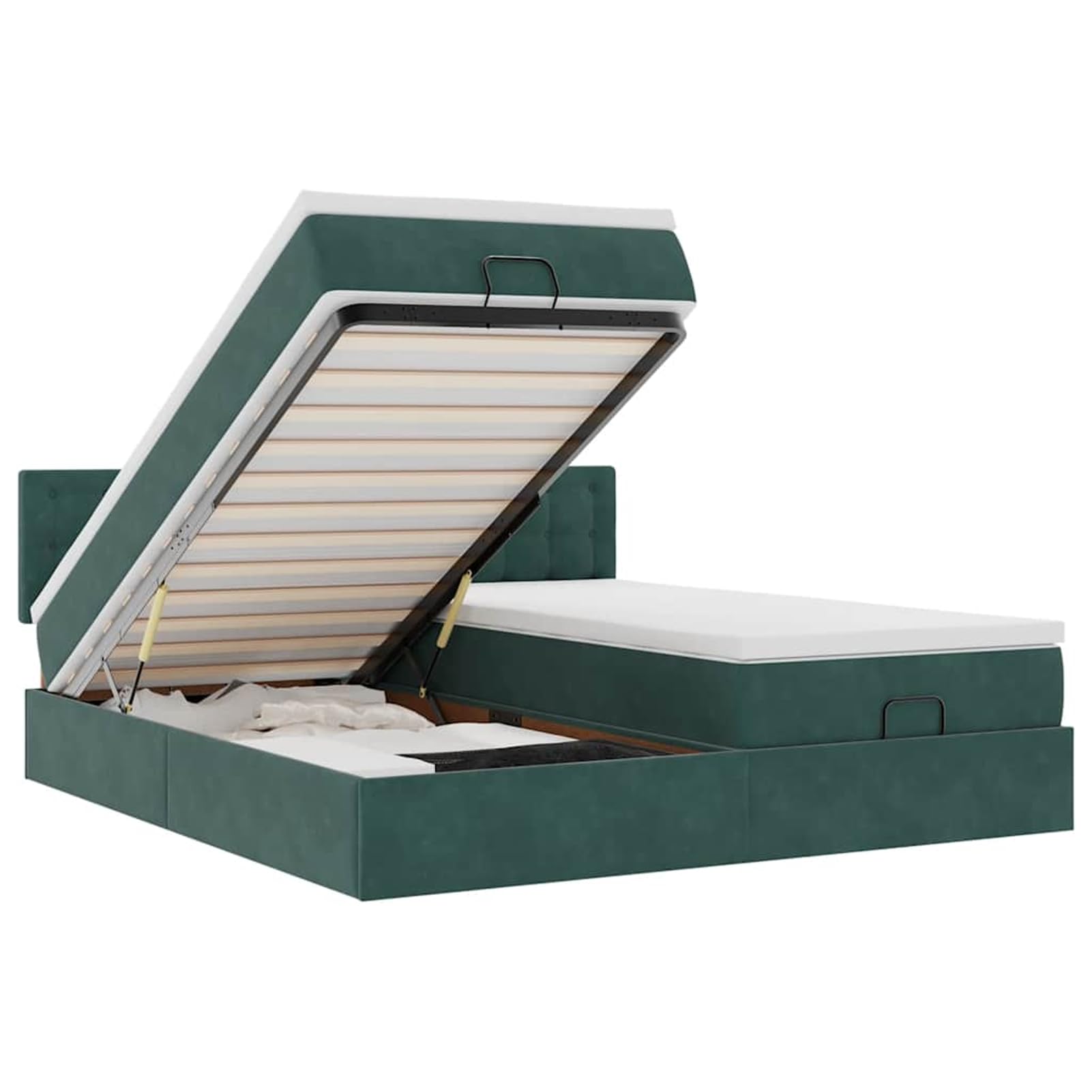 Gecheer Cama Otomana con Almacenamiento y Colchón de Resortes Encajados, Tela de Terciopelo, Luces LED, para Dormitorio y Descanso