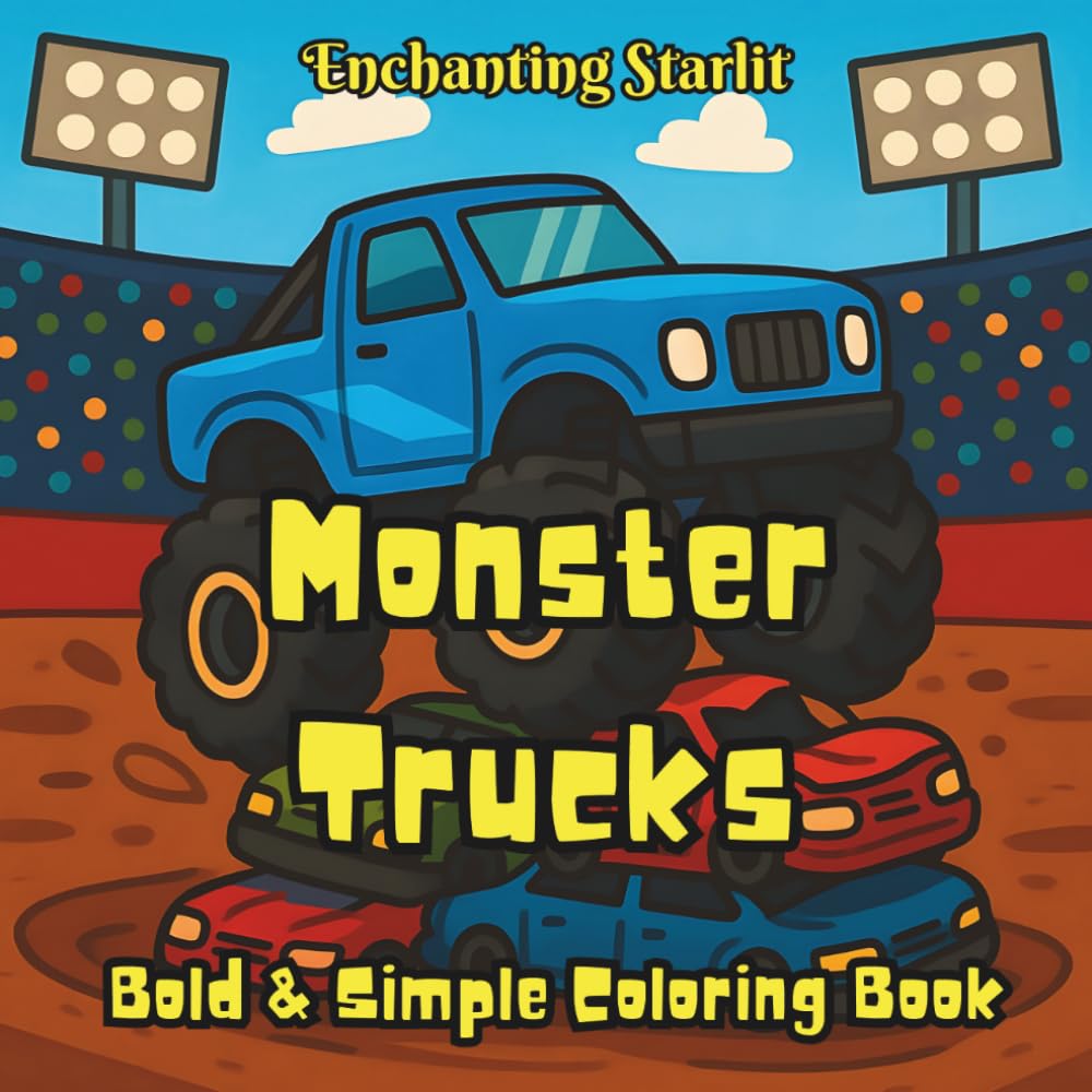 Monster Trucks: Bold & Simple Coloring Book (Discovery – A Coloring Series for Curious Minds by Enchanting Starlit)