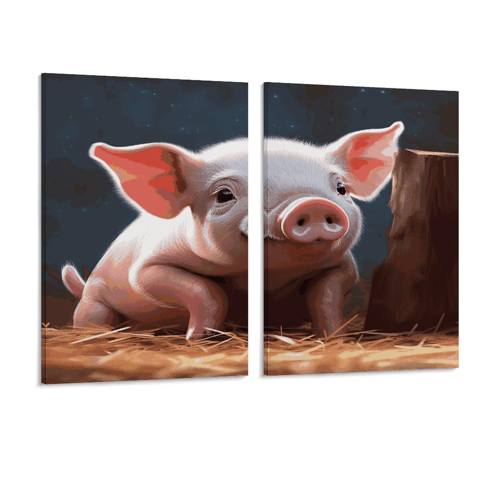 Adfgyerh Style Smiling (19) Wall Art，Canvas Material Bright /Wall Decor Of 2, Each 16X12 Inch -Wall Art Set For Living Room Bedroom Gallery Office Home Décor