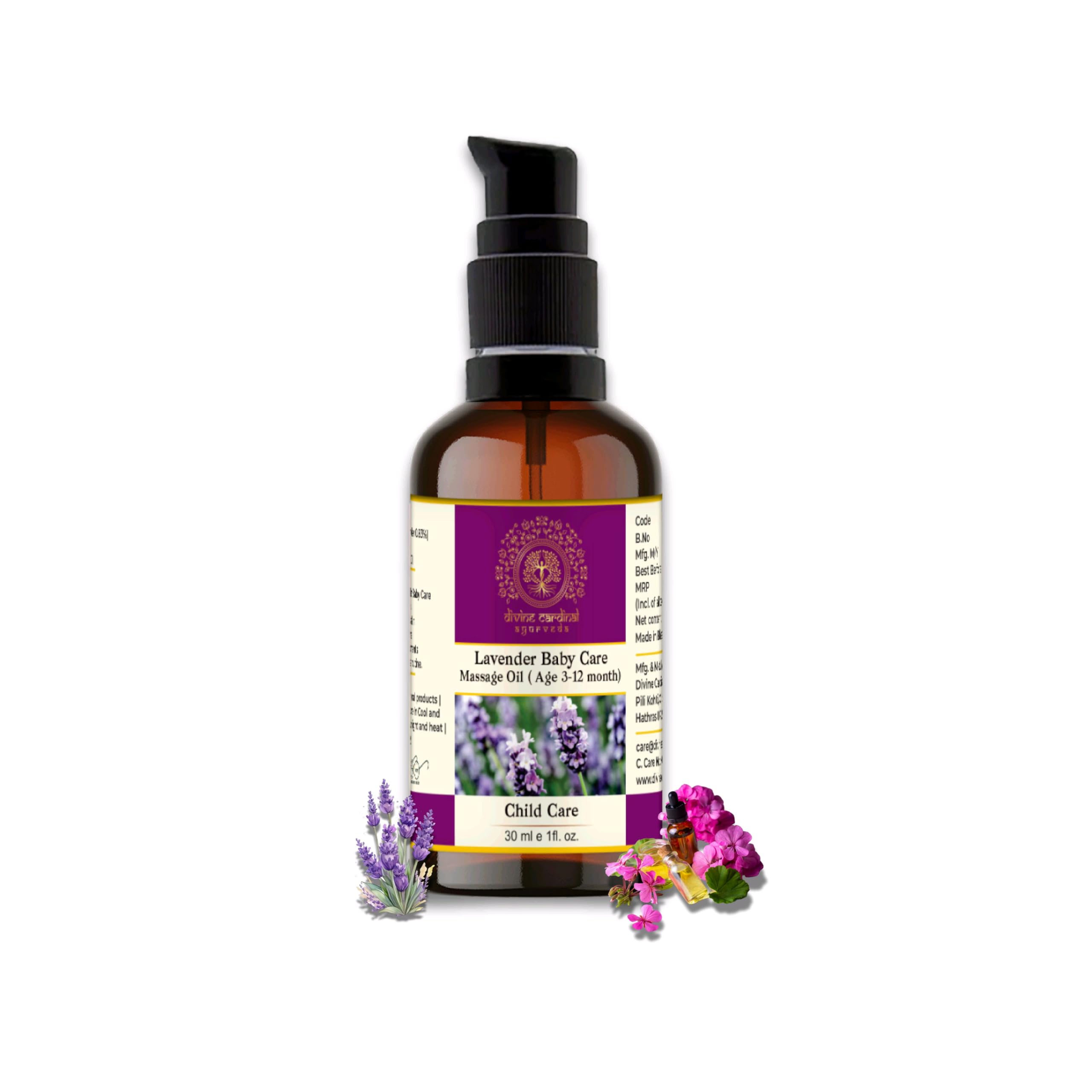 Divine Cardinal Lavender Baby Massage Essential Oil With Goodness Of Natural & Organic Almond Oil Enriched With Vitamin E, Dermatologically Tested,Newborns Sensitive Skin, Safe Vegan Essential oil-image-13