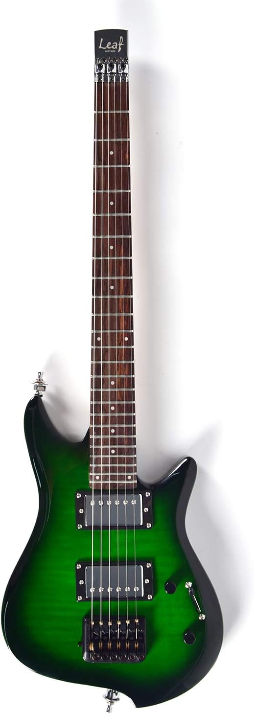Asmuse Travel Guitar Headless Electric Guitar, Small But Full-scale Guitar LEAF, Ultra-Light For Performance-Green