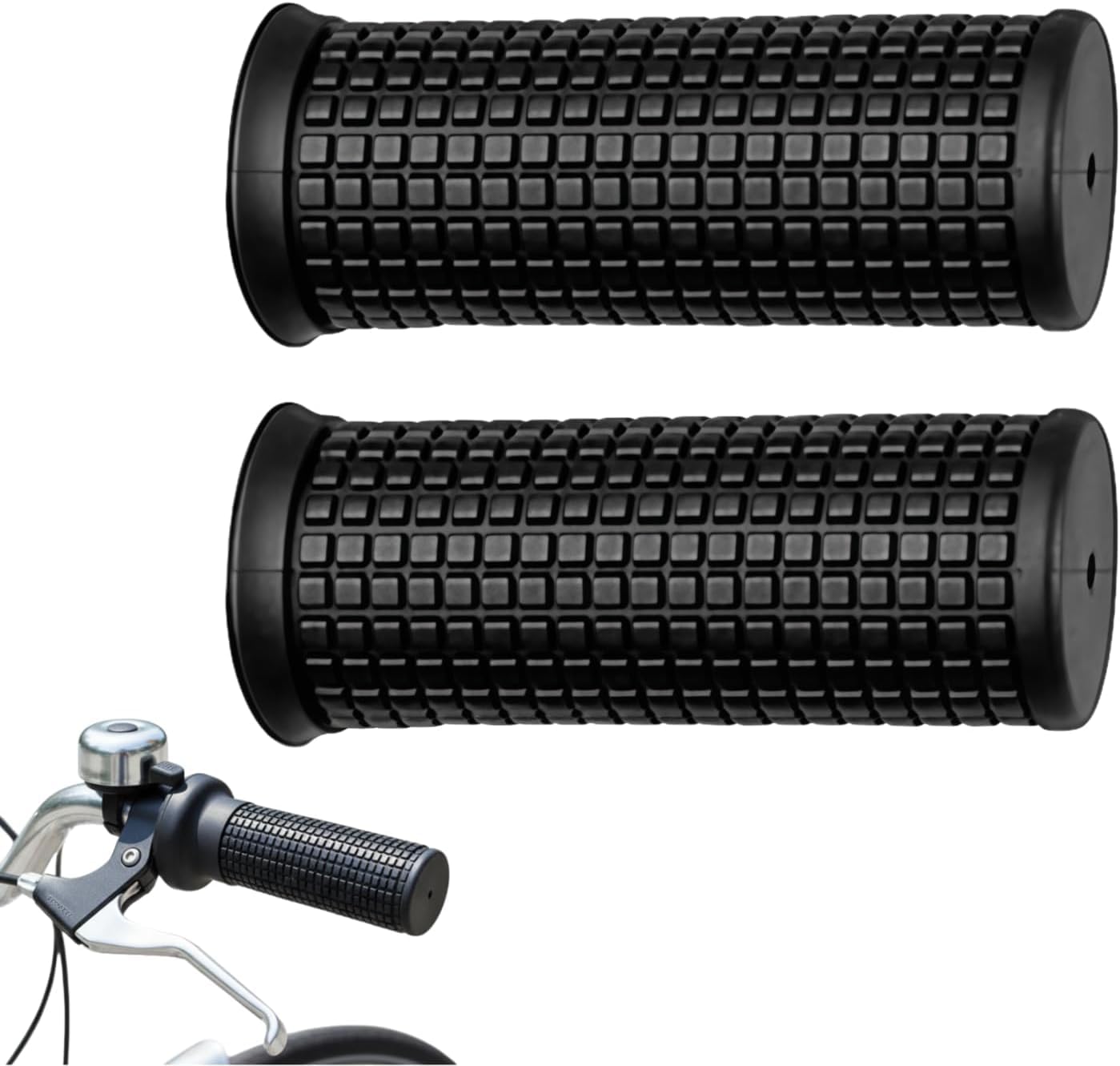 1 Pair Black Anti Slip Bike Bicycle Short Handlebar Grips for Twising Shifter, Shockproof Anti Slip MTB Parts, Soft TPR Rubber Handlebars