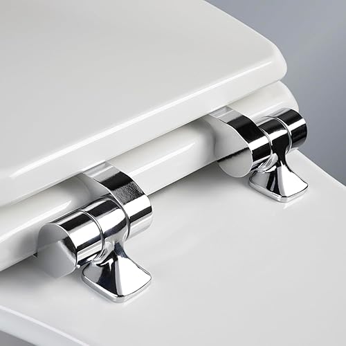 Miniatura 10 de Mayfair 826BGSL 000 Benton - Asiento de inodoro con bisagras de oro cepillado que se cierra lentamente y nunca se afloja, redondo, madera esmaltada