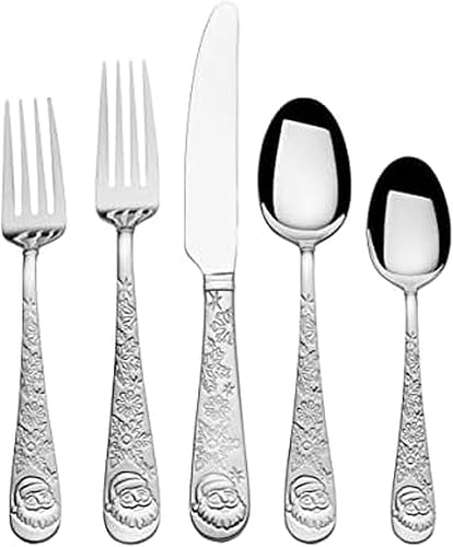 Towle Everyday Santa - Juego de cubiertos de acero inoxidable 18.0 de 20 piezas, servicio para 4 personas