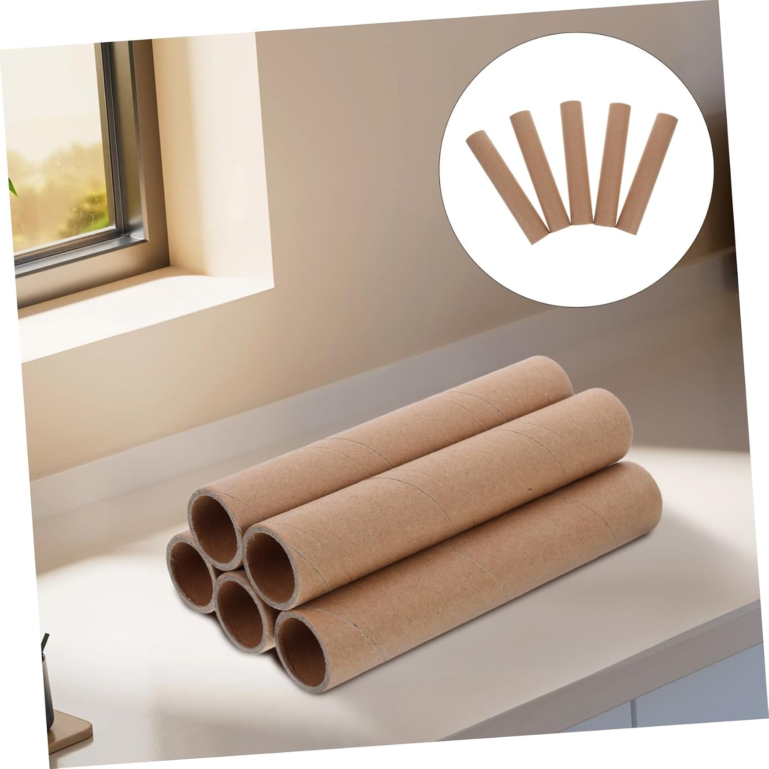 SEWACC 5pcs Kraft Paper Tube Craft Cardboard Shipping Cylinders for Art Prints Blueprints Maps Transport