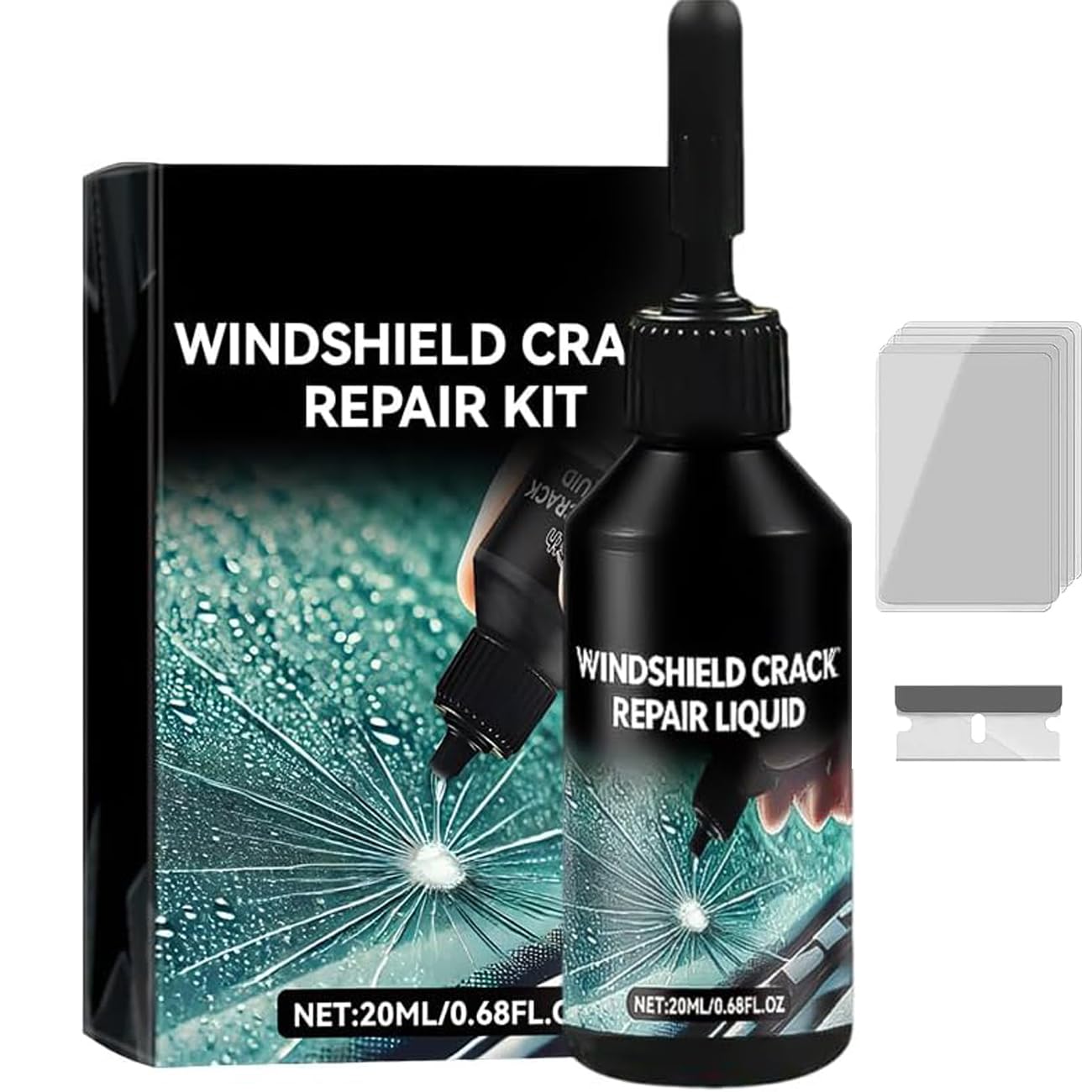 2026 Windshield Crack Repair Kit,Car Windshield Crack Repair Kit, Glass Repair Liquid for Cracks, Rock Chip Repair Kit Windshield, Windshield Chip Repair Kit. (1)