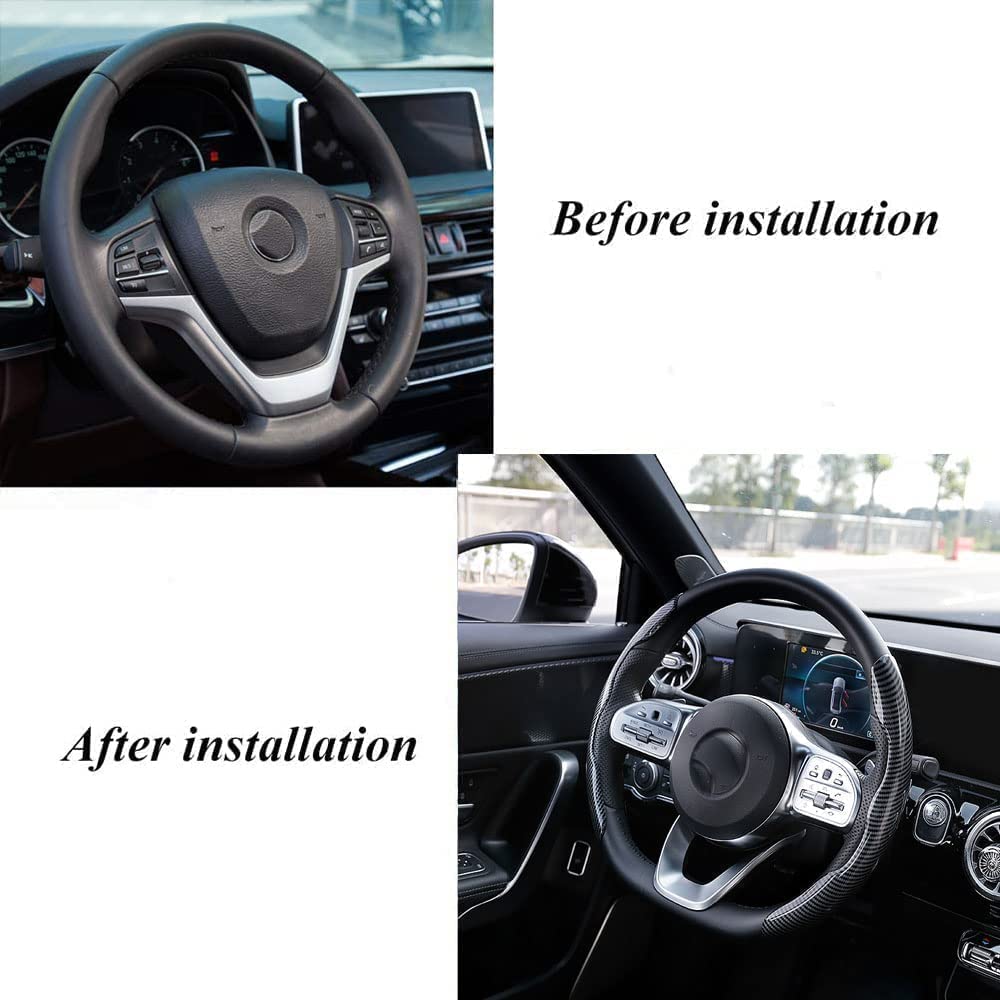 Coprivolante In Pelle Per Peugeot 308 SW GT 2022-2024 – Antiscivolo, Traspirante, Diametro 37-38 Cm (Nero)