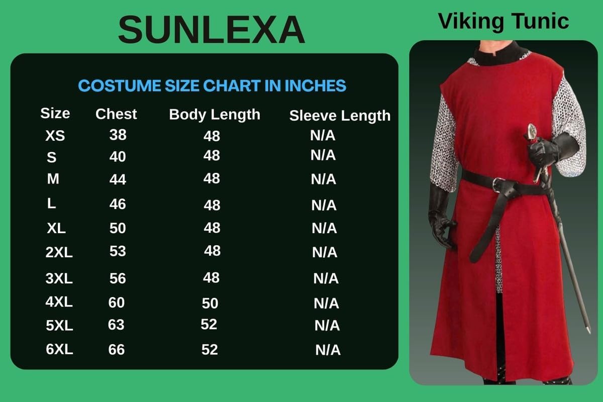 SUNLEXA Medieval Knight Viking Tunic cosplay Halloween costume Shirts Men's Costumes Renaissance Surcoat Tabard LARP (S-6XL) - Image 5